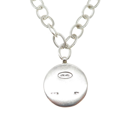 LOIS HILL 925 Sterling Vintage Granulated Scroll Hammered Pendant Necklace 16"