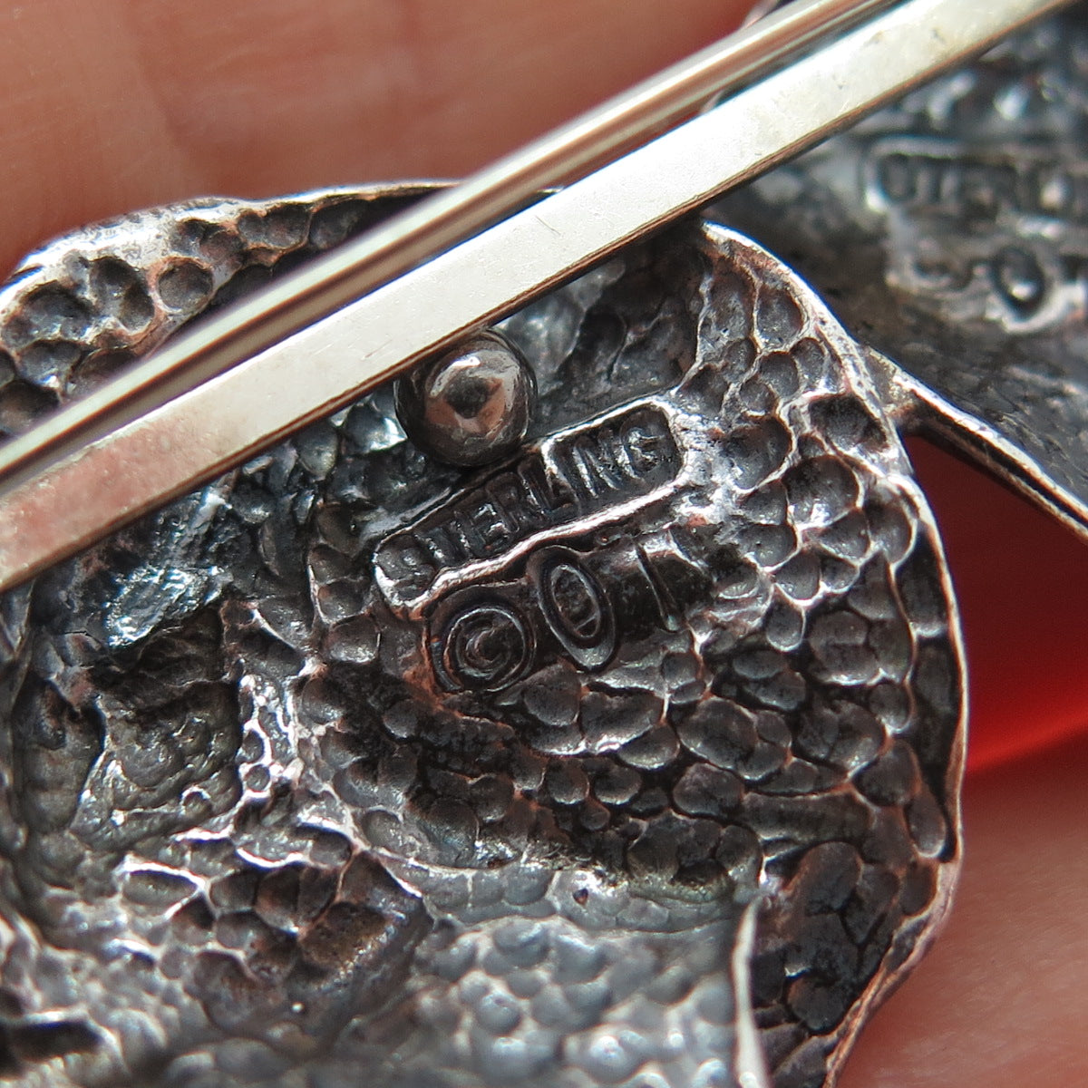 TED OTT 925 Sterling Silver Vintage Double Headed Elephant Oxidized Pin Brooch