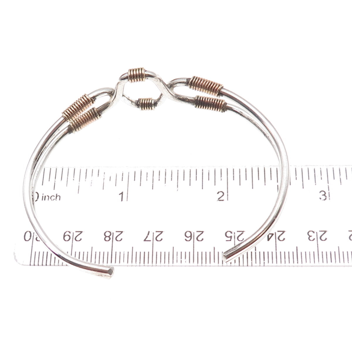 925 Sterling Silver Gold Filled Vintage Modernist Adjustable Bracelet 6.25"