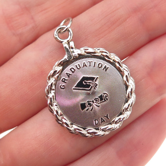 Crea 925 Sterling Silver Vintage Graduation Day Charm Pendant