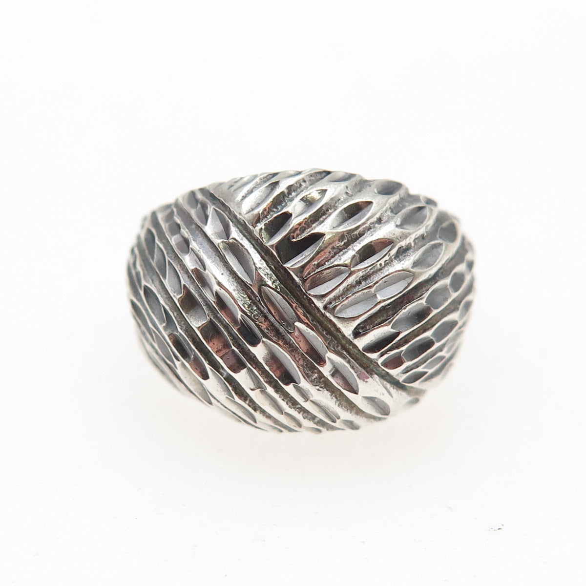 925 Sterling Silver Vintage Modernist Dome Oxidized Ring Size 5.25
