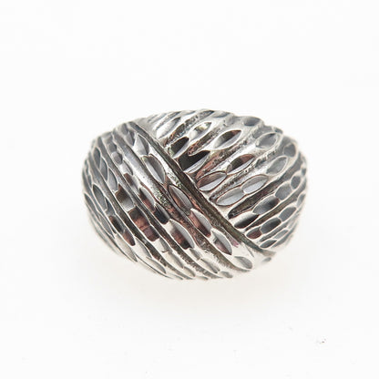 925 Sterling Silver Vintage Modernist Dome Oxidized Ring Size 5.25