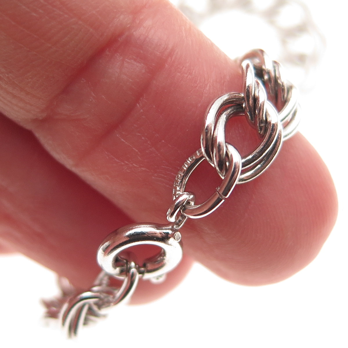 B.A. Ballou 925 Sterling Silver Vintage Double Curb Link Bracelet 7"