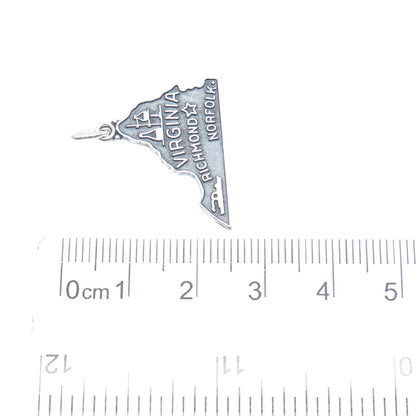 J.M. FISHER 925 Sterling Silver Vintage Virginia State Minimalist Charm Pendant