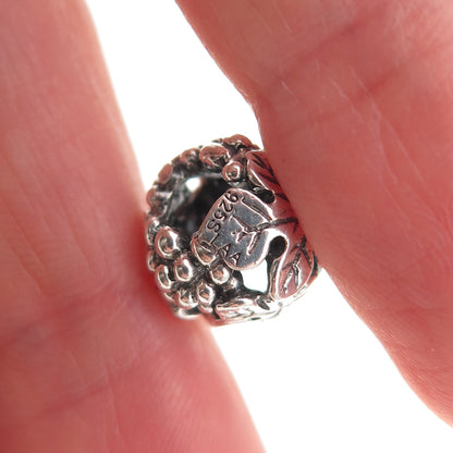 Trollbeads LAA 925 Sterling Silver Wine Harvest Slide Bead Charm