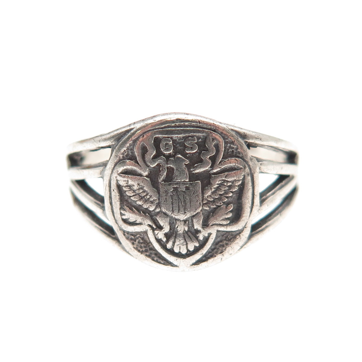 Ostby & Barton 925 Sterling Silver Vintage Girl Scout Oxidized Ring Size 5