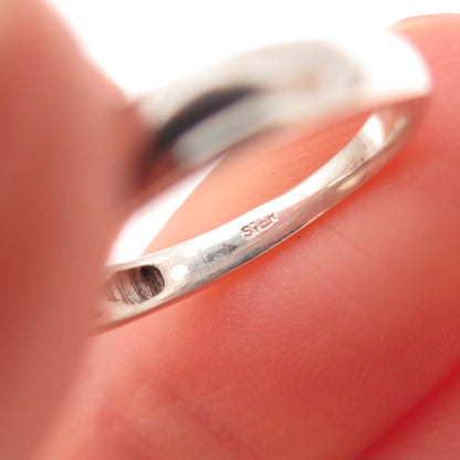 925 Sterling Silver Real Round-Cut Diamond Band Ring Size 5.25