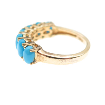 Chuck Clemency Sterling Gold Plated Real Sleeping Beauty Turquoise Ring Size 5