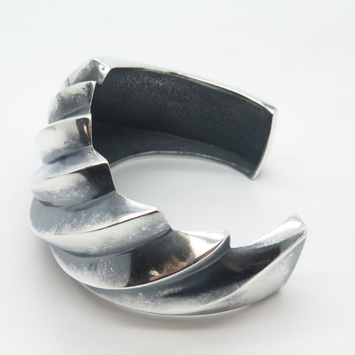925 Sterling Silver Vintage Charles Crypell Ribbed Adjustable Bracelet 6.5"