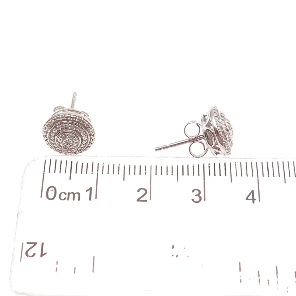 925 Sterling Silver Real Round-Cut Diamond Stud Earrings