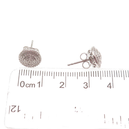 925 Sterling Silver Real Round-Cut Diamond Stud Earrings