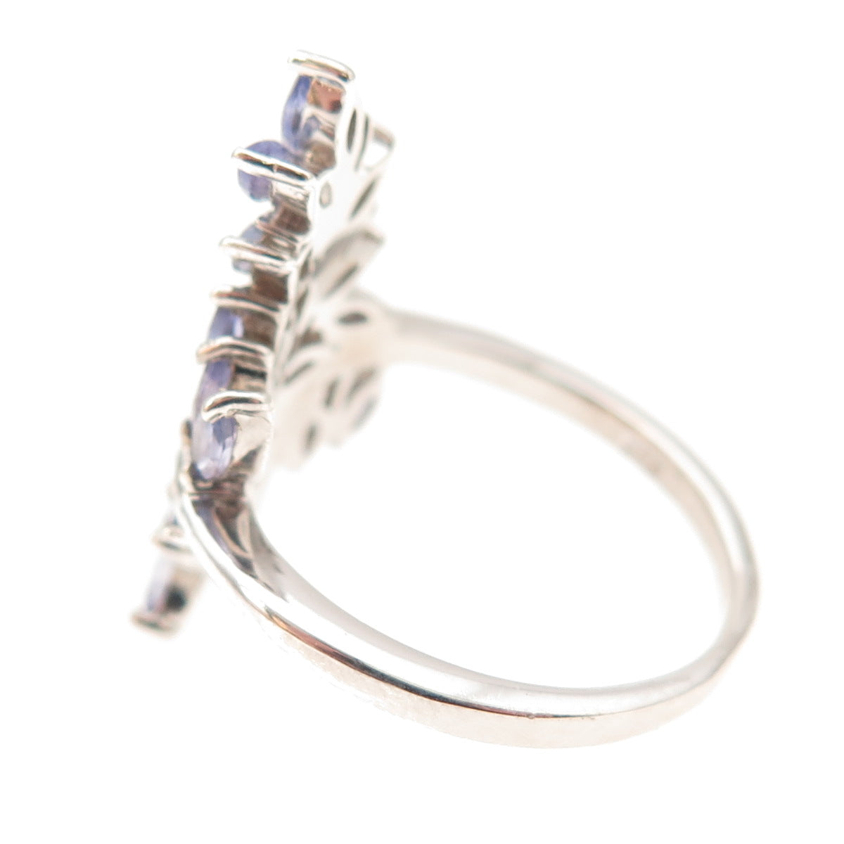 Chuck Clemency 925 Sterling Silver Real Tanzanite Floral Bypass Ring Size 7.25