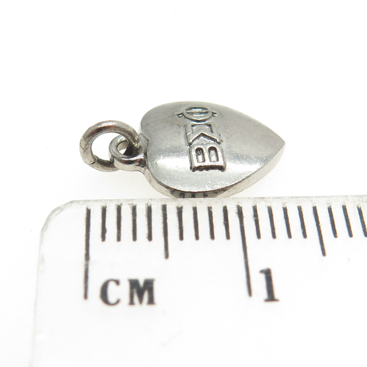 925 Sterling Silver Vintage 1963 Beta Sigma Phi Heart Minimalist Charm Pendant