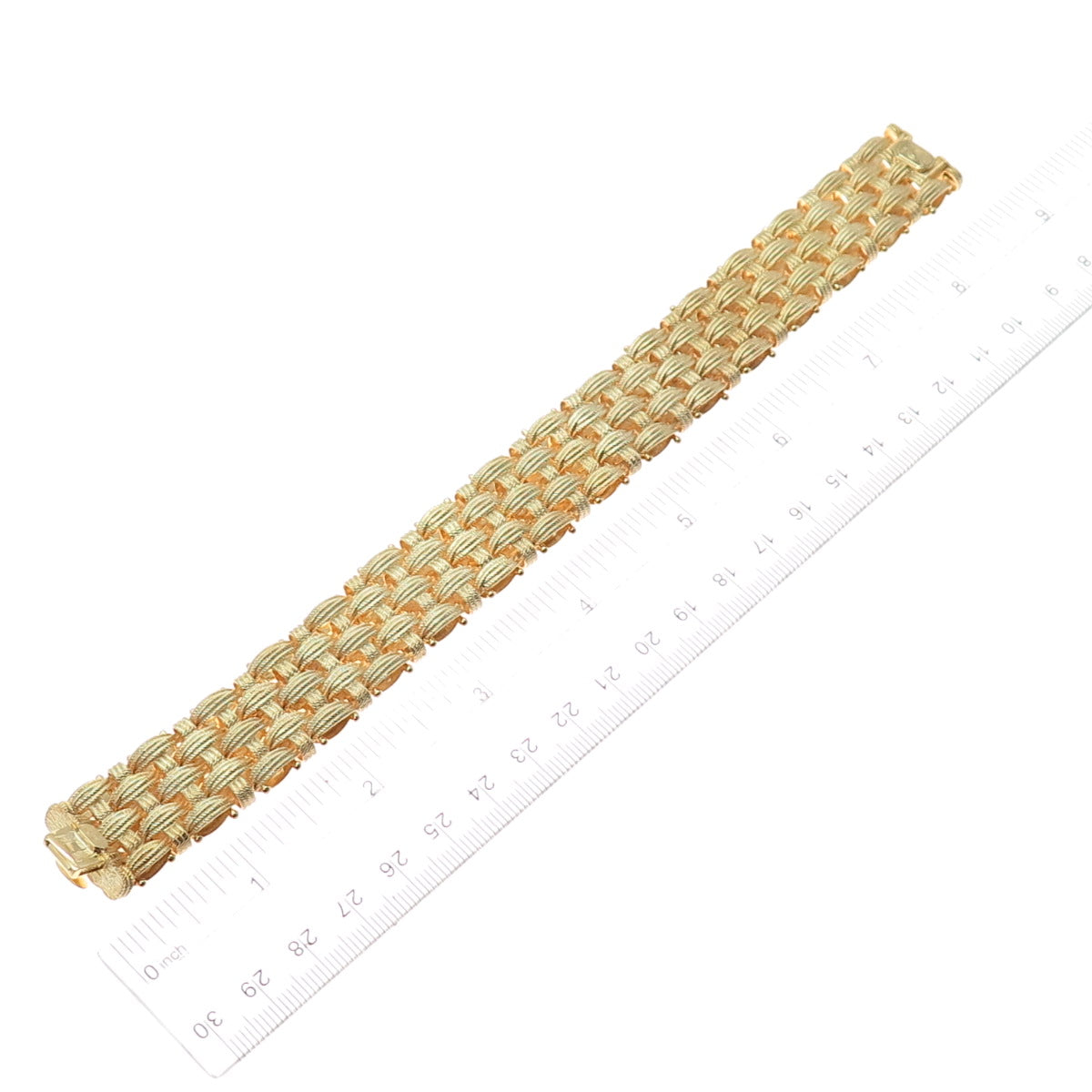DASAN 925 Sterling Gold Plated Vintage Italy Modernist Woven Link Bracelet 8"