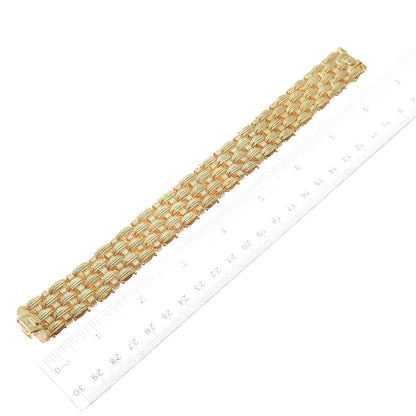 DASAN 925 Sterling Gold Plated Vintage Italy Modernist Woven Link Bracelet 8"