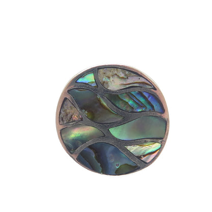 CHAPAL ZENRAY Sterling Silver Vintage Real Abalone Shell Modernist Ring Size 7
