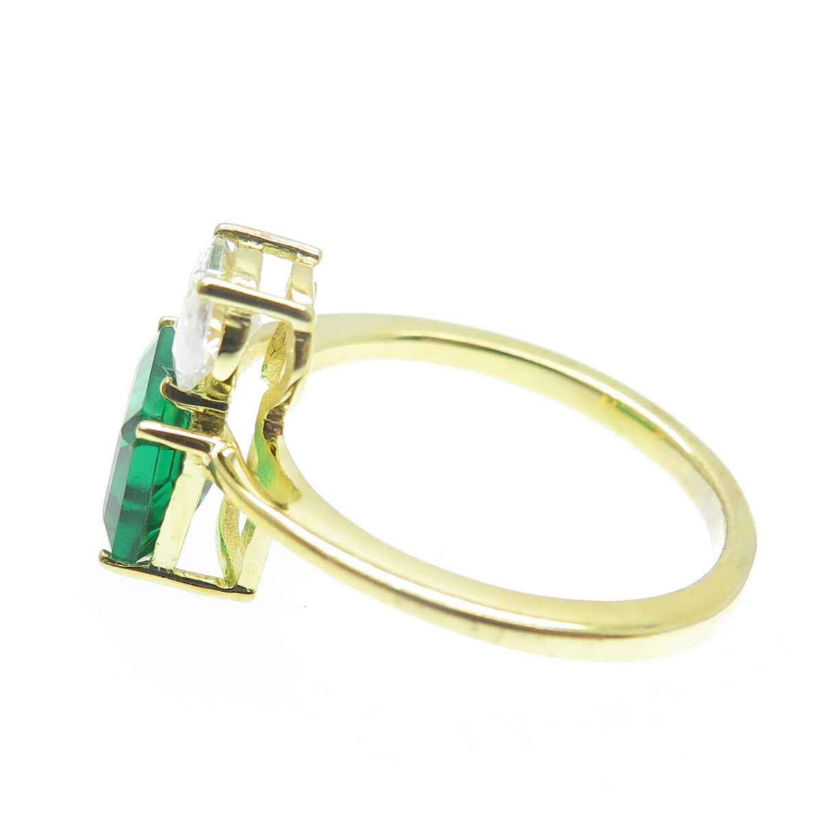 DSMK 925 Sterling Silver Gold Plated Chrome Diopside Gem & C Z Ring Size 6