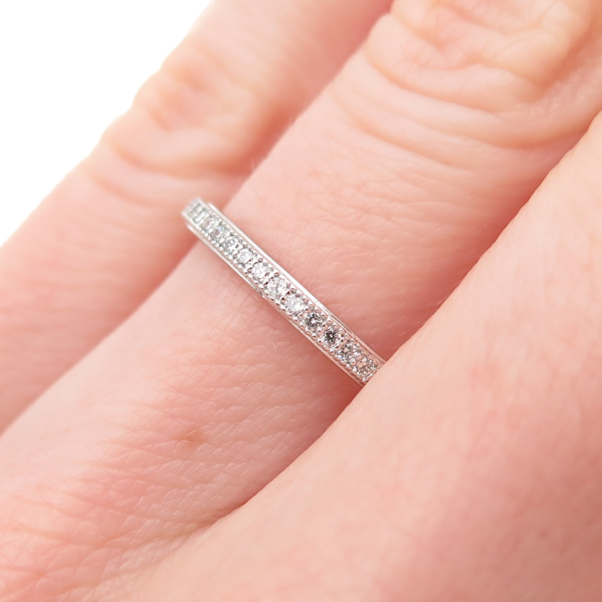 925 Sterling Silver Round-Cut C Z Stackable Eternity Band Ring Size 6.25