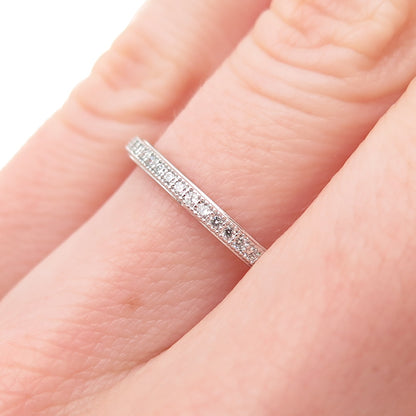 925 Sterling Silver Round-Cut C Z Stackable Eternity Band Ring Size 6.25