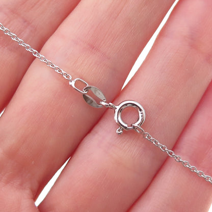 925 Sterling Silver Real Opal & C Z Cable Chain Necklace 18"