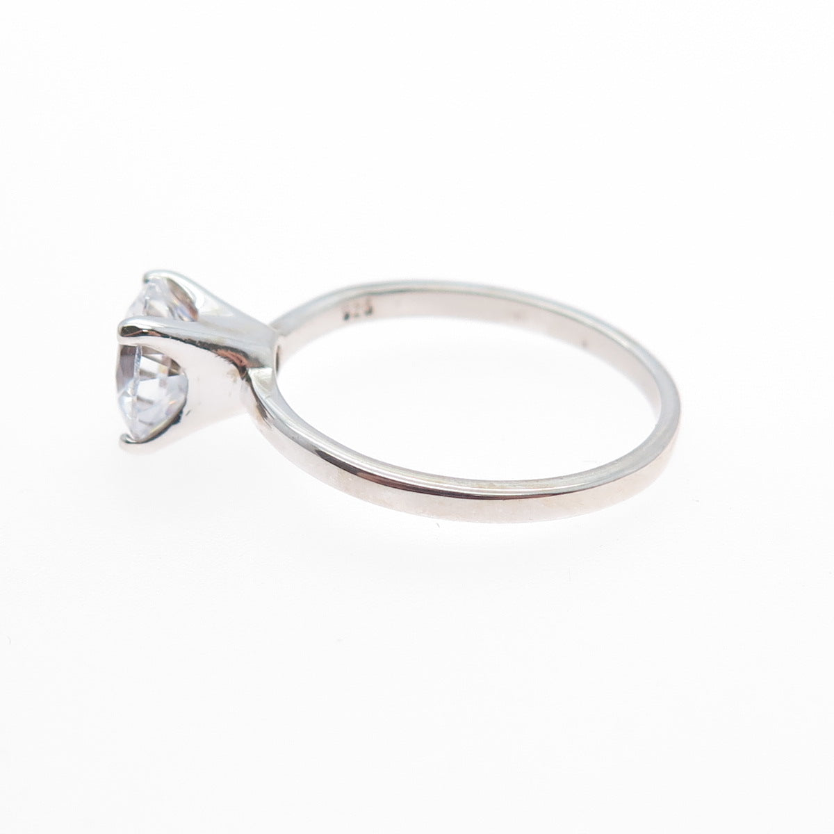 925 Sterling Silver Round-Cut C Z Engagement Ring Size 8