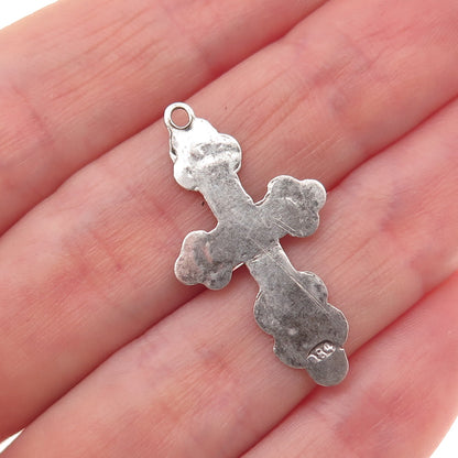 84 Silver Antique Orthodox Cross Oxidized Charm Pendant