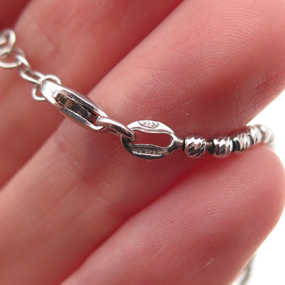 925 Sterling Silver Italy Diamond-Cut Ball Beaded Link Bracelet 6.75-7.75"