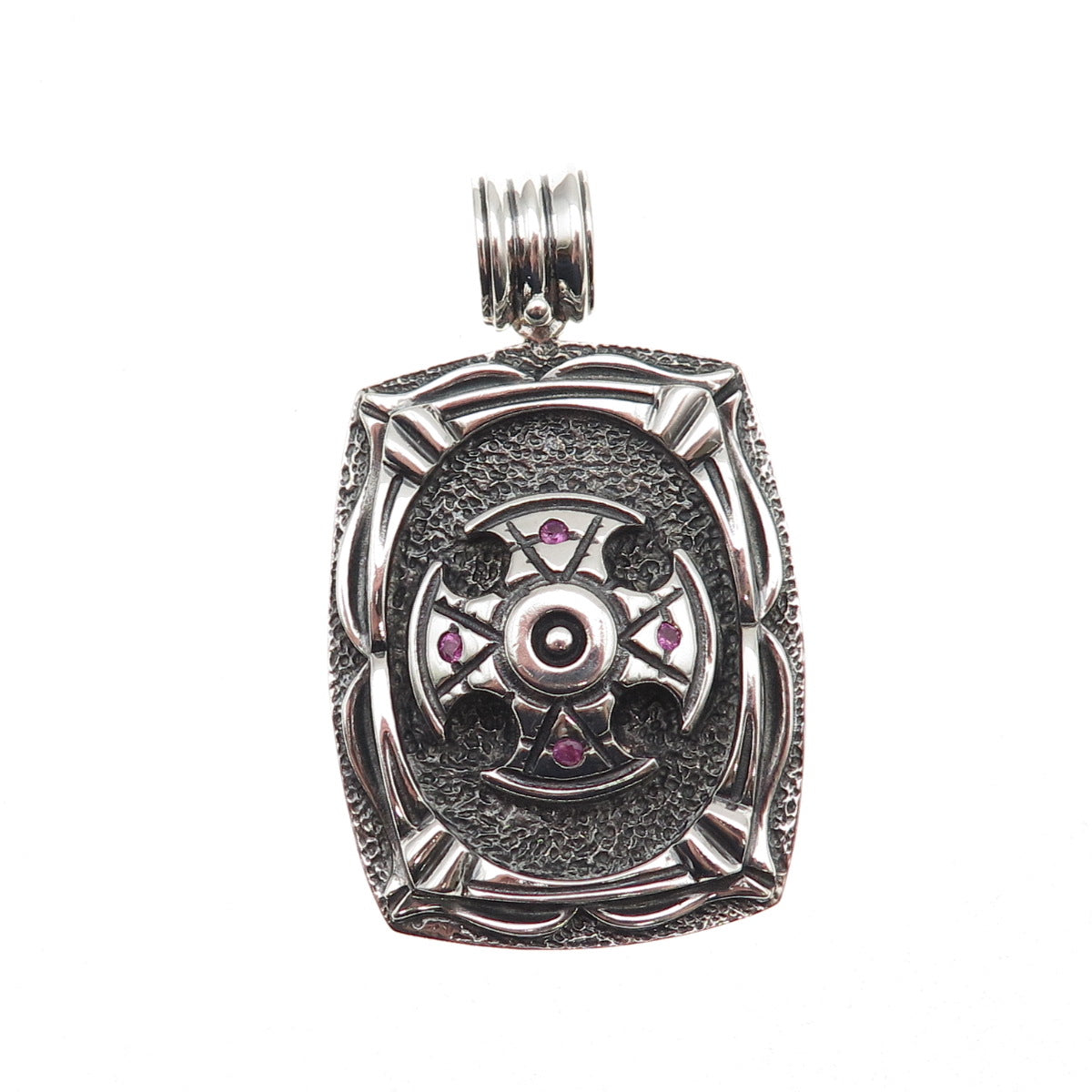 Jolusa 925 Sterling Silver Real Ruby Cross Oxidized Pendant