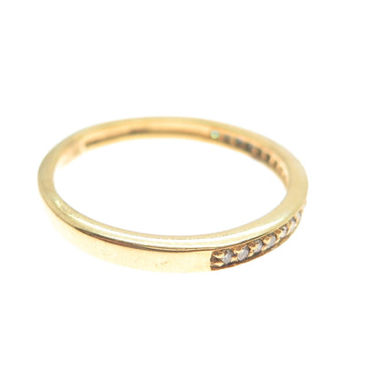 925 Sterling Silver Gold Plated Real Round-Cut Diamond Eternity Ring Size 6.75