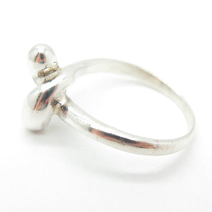 925 Sterling Silver Vintage Modernist Hook Ring Size 8