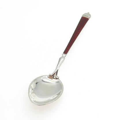 WATSON 925 Sterling Silver Vintage Red & White Guilloche Enamel Coffee Spoon