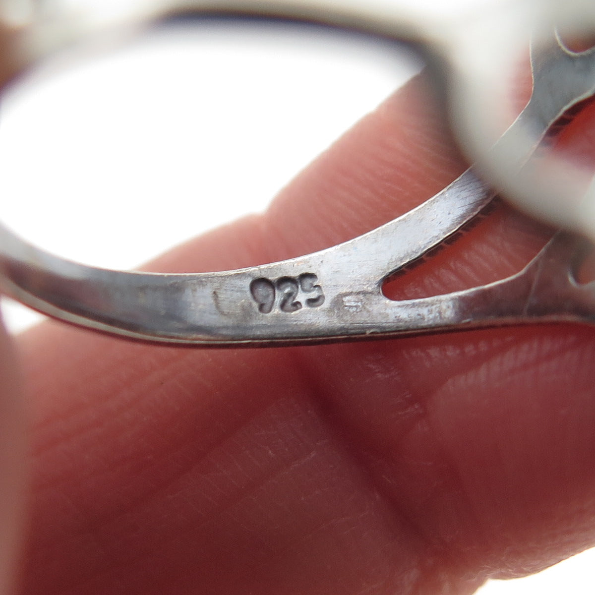 925 Sterling Silver Vintage Mexico Modernist Swirl Flower Oxidized Ring Size 7.5