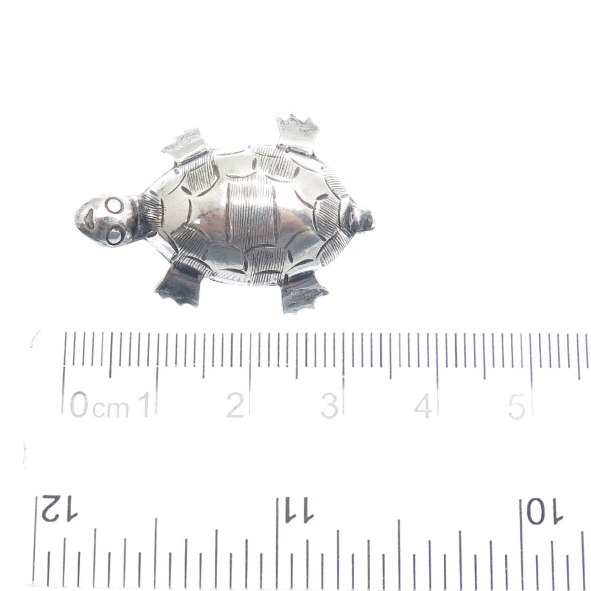 925 Sterling Silver Vintage Mexico Turtle Oxidized Pin Brooch