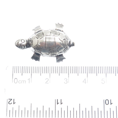 925 Sterling Silver Vintage Mexico Turtle Oxidized Pin Brooch