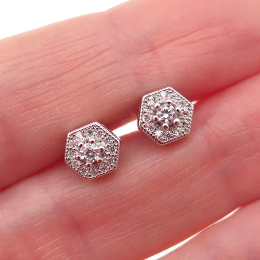 925 Sterling Silver Round-Cut C Z Stud Earrings