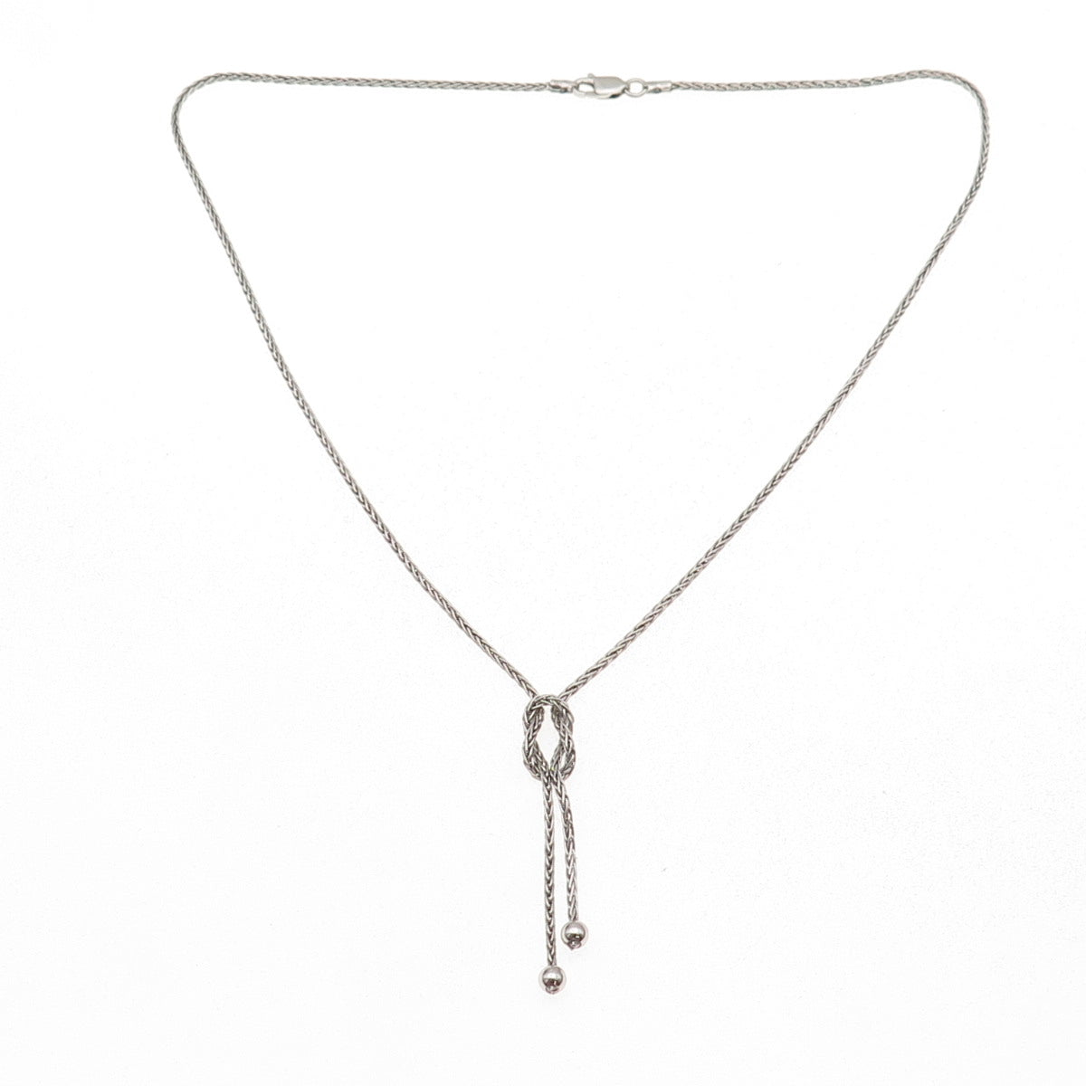 Annika Witt 925 Sterling Silver Italy Love Knot Spiga Chain Necklace 16"