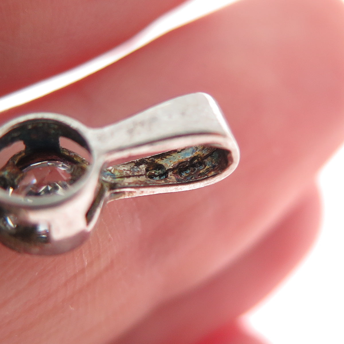 925 Sterling Vintage Multi-C Z February Birthstone Girl Articulated Pendant