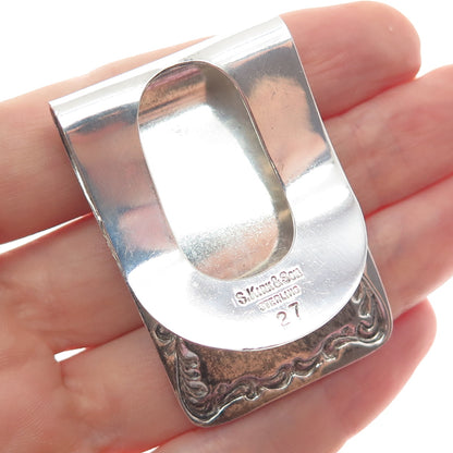 S. KIRK & SON Sterling Silver Antique Engraved Monogram Napkin Clip Holder #27