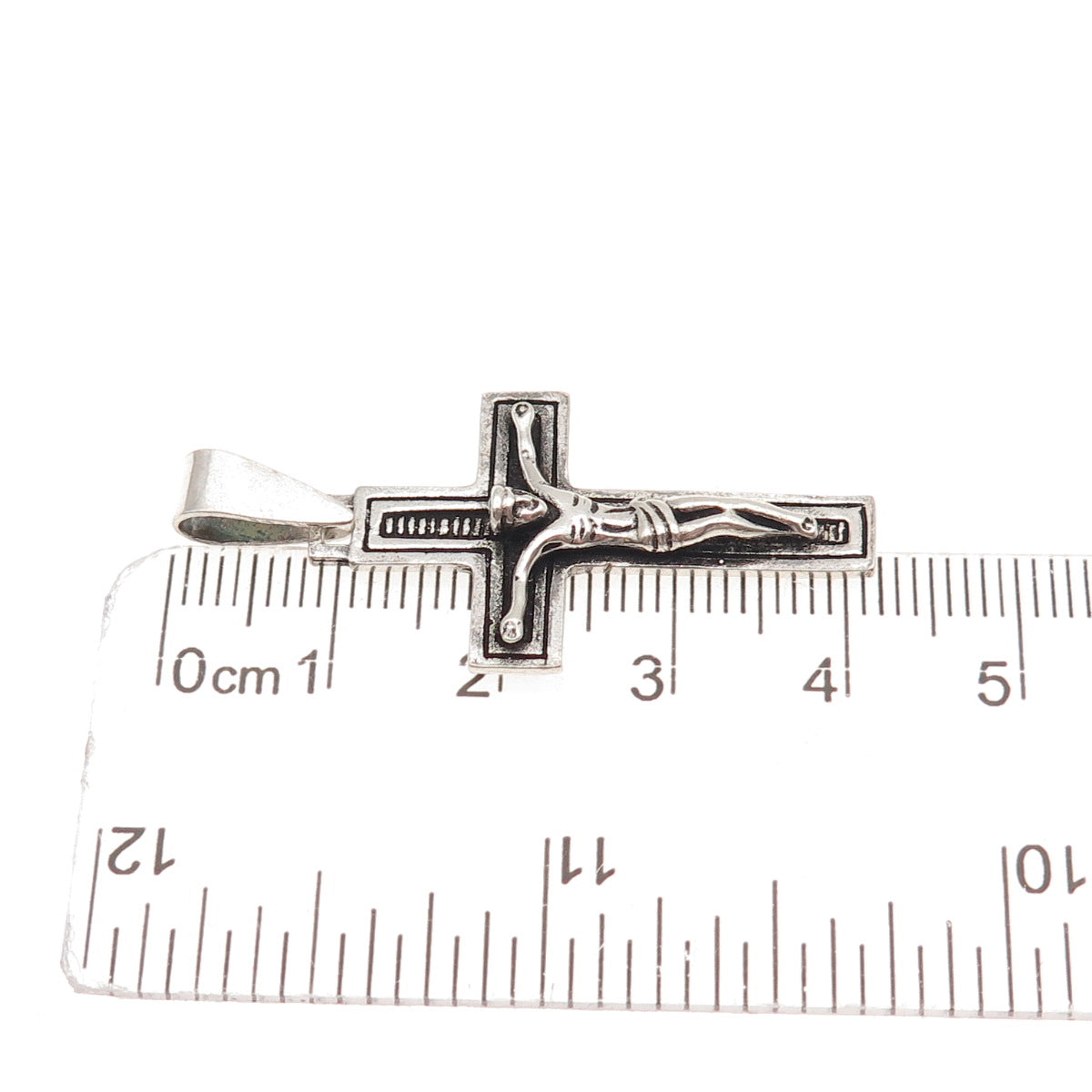 925 Sterling Silver Vintage Crucifix Cross Oxidized Charm Pendant