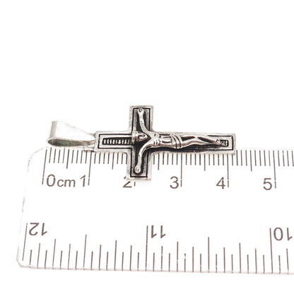 925 Sterling Silver Vintage Crucifix Cross Oxidized Charm Pendant