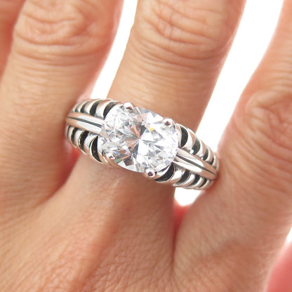 KABANA Sterling Silver Vintage Oval-Cut C Z Modernist Oxidized Ring Size 10.25