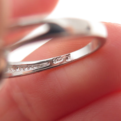 925 Sterling Silver Real Round-Cut Diamond Fleur de Lis Ring Size 6