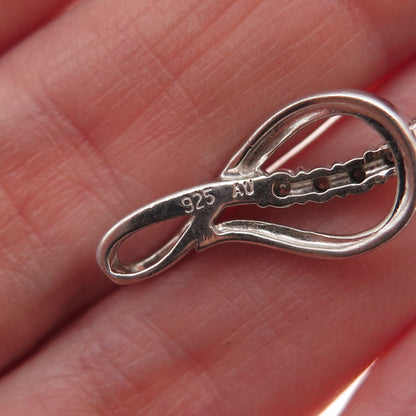 925 Sterling Silver Real Round-Cut Diamond Infinity Charm Pendant