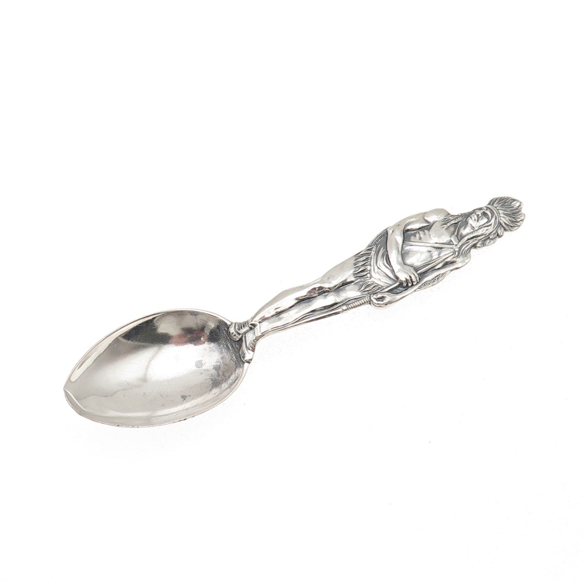 Mechanics 925 Sterling Silver Antique Art Deco Indian Chief Coffee Spoon