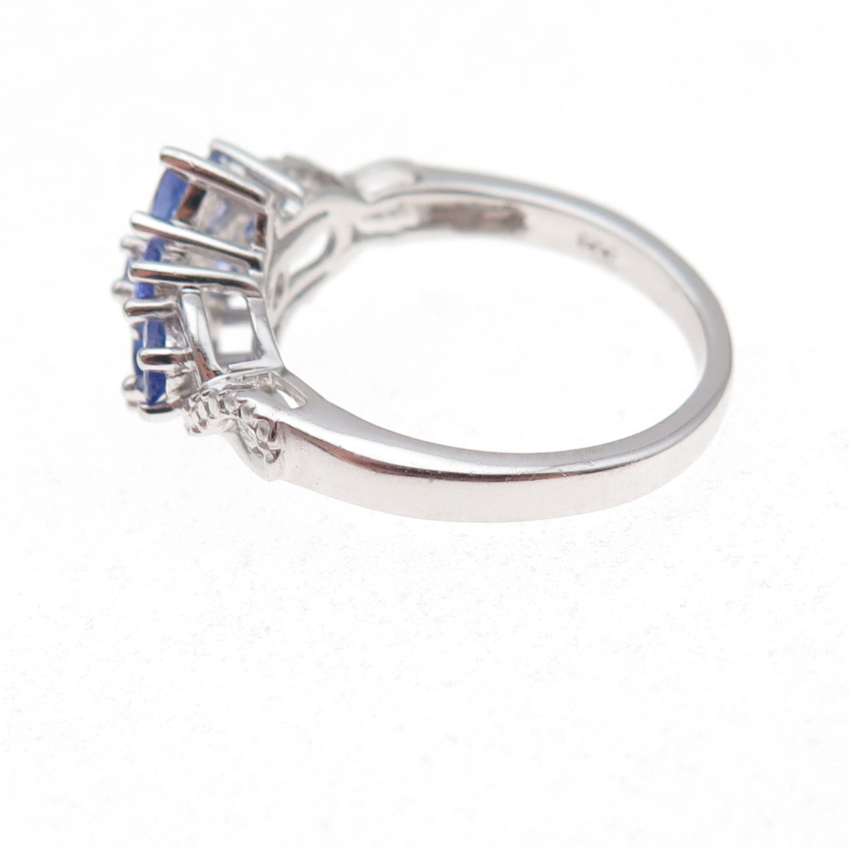 Chuck Clemency 925 Sterling Silver Real Multi-Cut Tanzanite Floral Ring Size 8