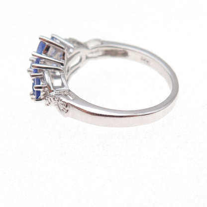 Chuck Clemency 925 Sterling Silver Real Multi-Cut Tanzanite Floral Ring Size 8