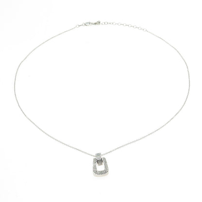 925 Sterling Silver Round-Cut C Z Belt Buckle Cable Chain Necklace 18-20"