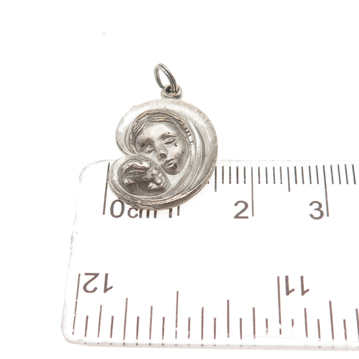 925 Sterling Silver Antique Art Deco St. Mary Jesus Religious Mini Charm Pendant