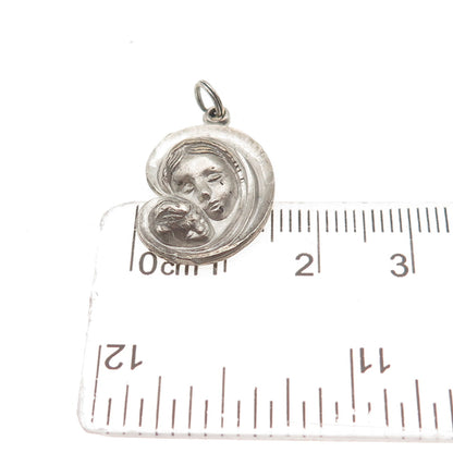 925 Sterling Silver Antique Art Deco St. Mary Jesus Religious Mini Charm Pendant