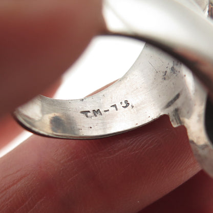 925 Sterling Silver Vintage Mexico Oval-Cut C Z Modernist Bypass Ring Size 8